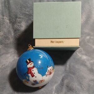 Pier 1 Blue and White Holiday Glass Ornament